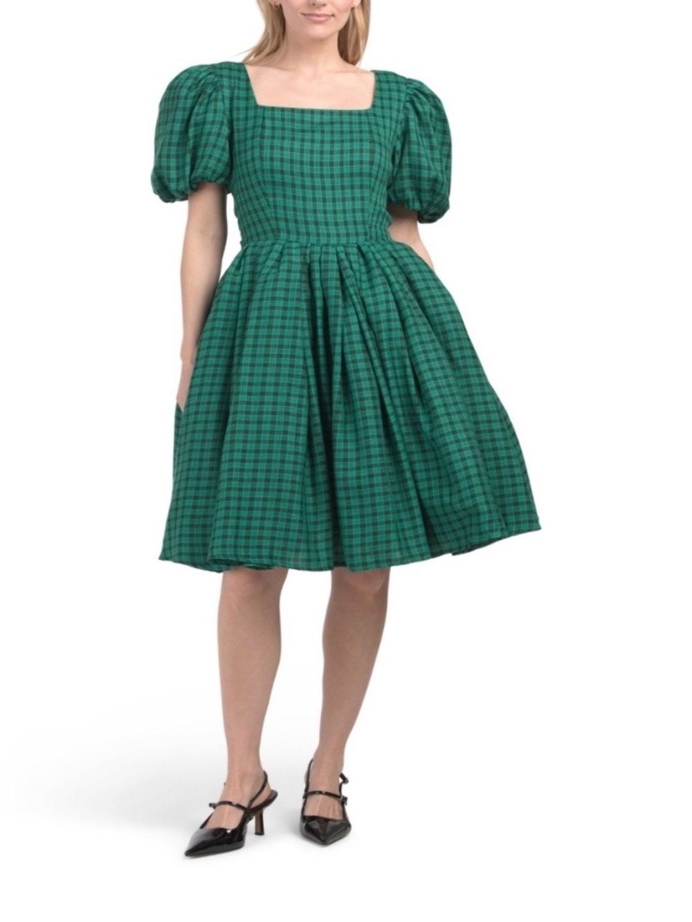 Green Plaid “Cupcake” Dress by Ivy City - Picture 8 of 9